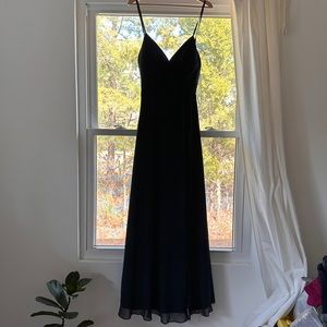 Azazie Navy Slit Floor Length Bridesmaid Dress